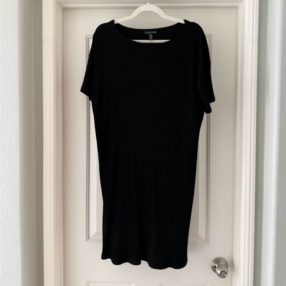 Eileen Fisher Black Ribbed knee length Dress